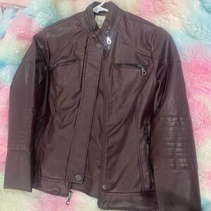 Maralyn & Me Women's
biker jacket, moto jacket, faux leather, burgundy, wine red